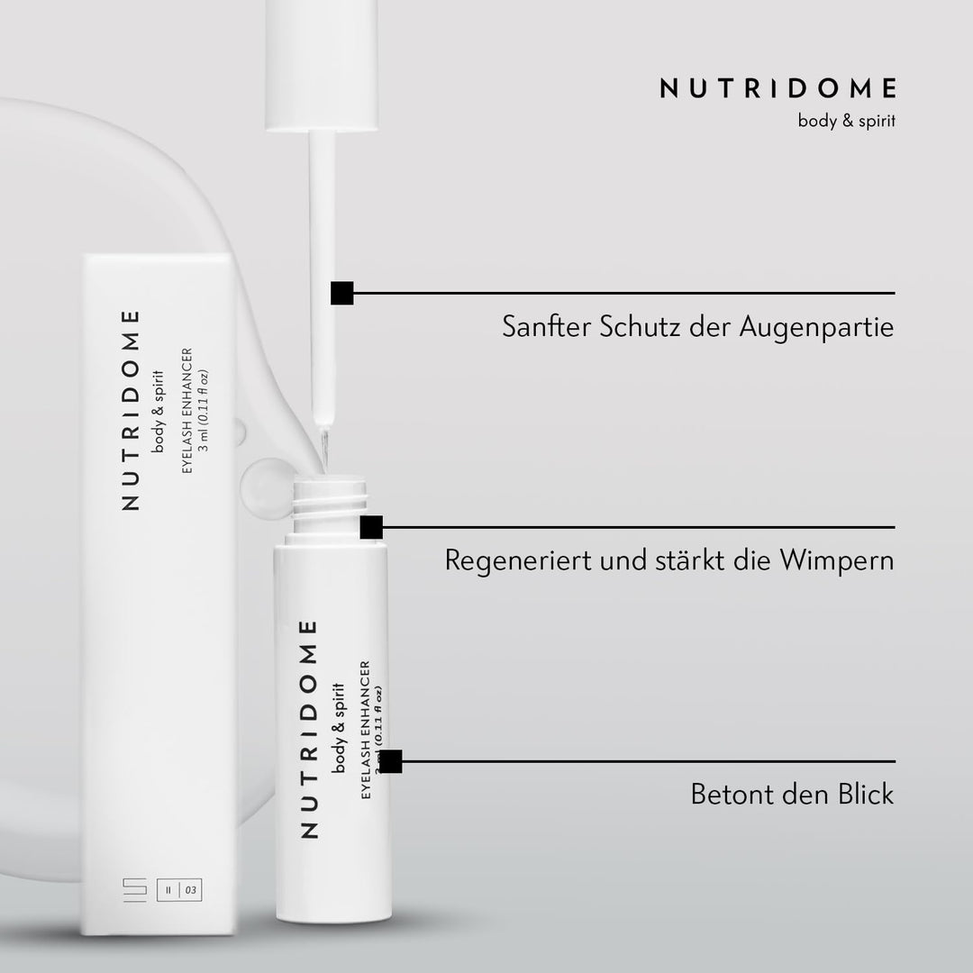 NUTRIDOME Wimpernserum 3ml für ein Starkes und Schneller Wimpernwachstum, Wimpernverlängerung, Wimpe