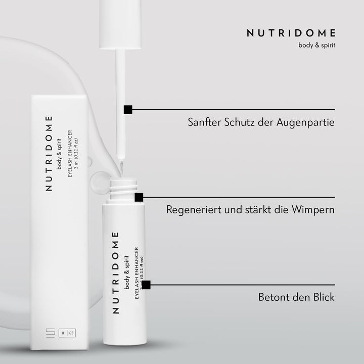 NUTRIDOME Wimpernserum 3ml für ein Starkes und Schneller Wimpernwachstum, Wimpernverlängerung, Wimpe
