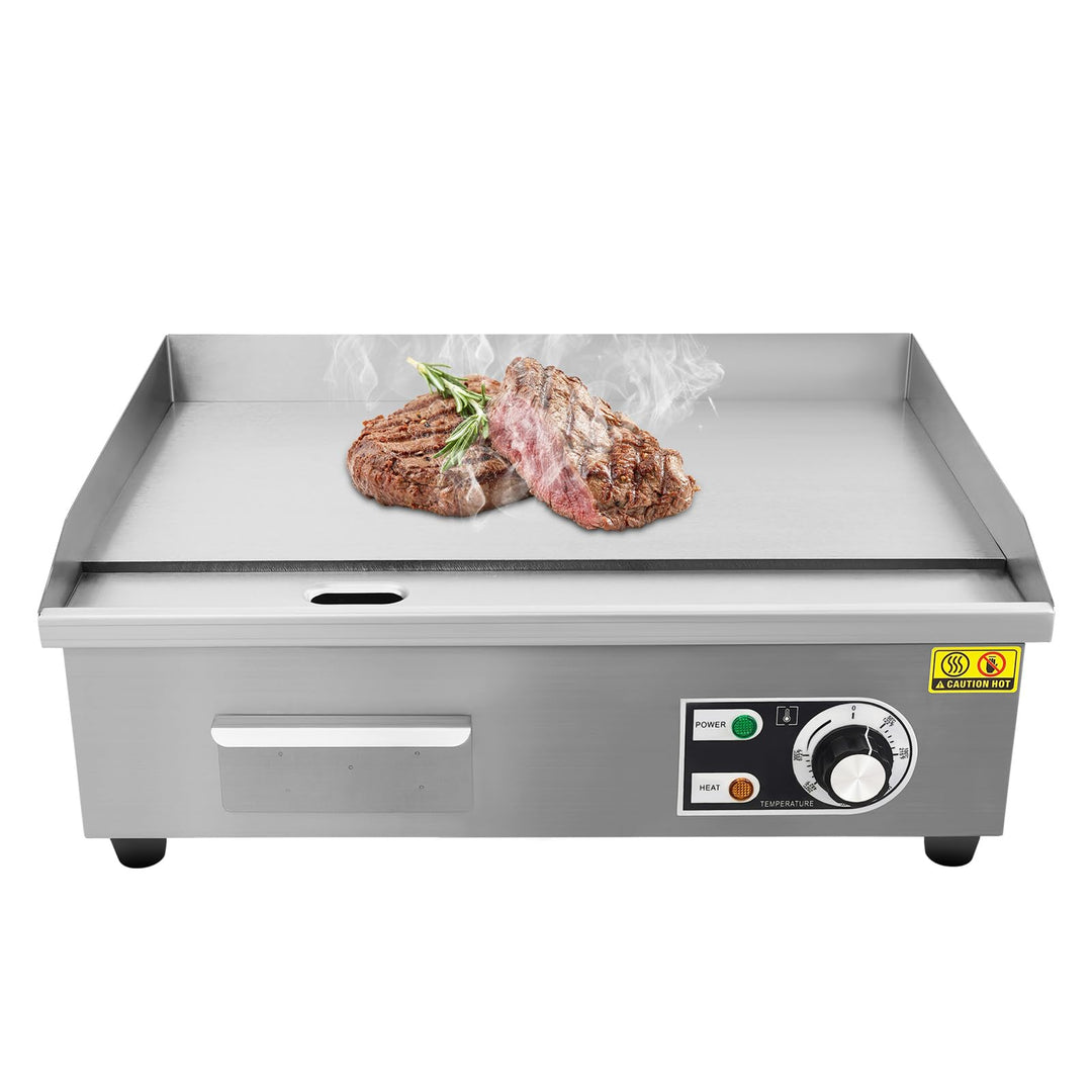 Silber Kommerzieller Elektrogrill, 3000W Halbflacher Arbeitsplattengrill Edelstahl Restaurantgrill,