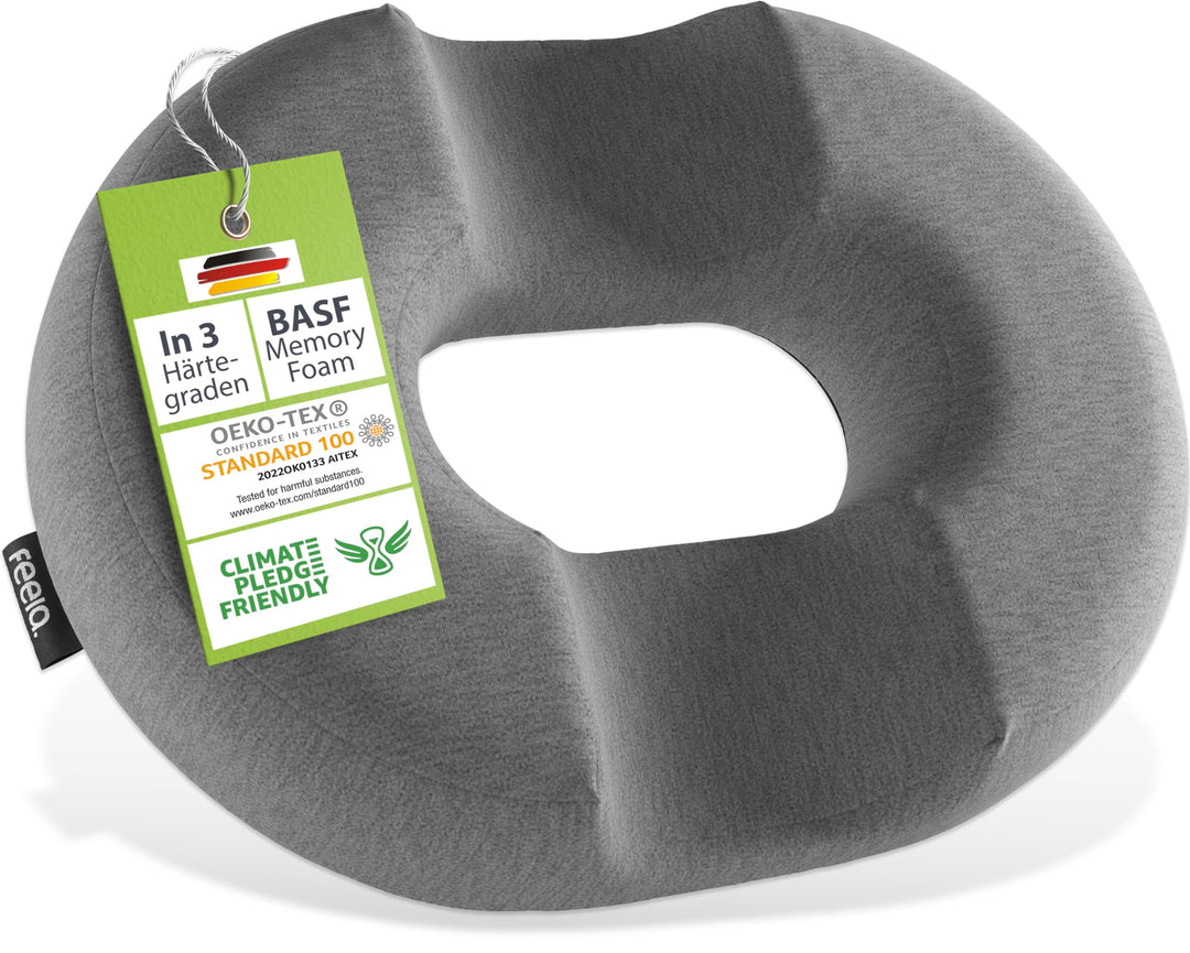 feela.® Orthopädisches Sitzring [3 Härtegrade] – Hämorrhoiden Sitzkissen mit Loch – nach OP & Geburt