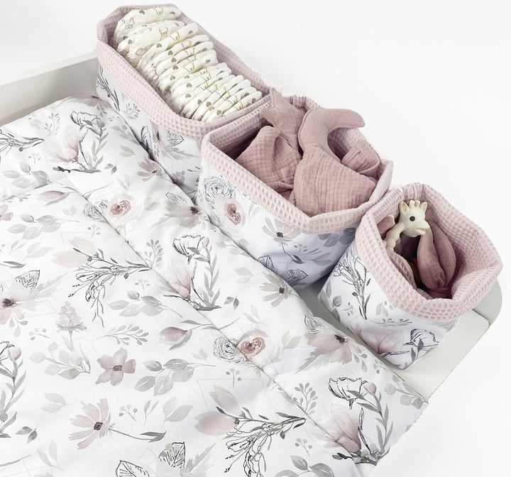 BABEES Wickelauflage Wickelunterlage 75x75 cm 100% Baumwolle Mädchen Junge Baby Kinder zweiseitig (M