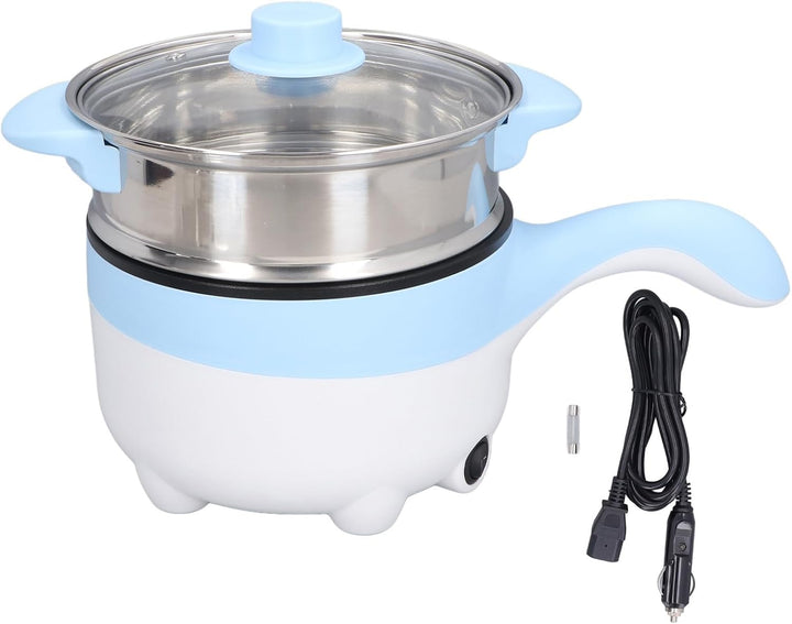 HEEPDD Tragbarer Elektrischer Auto-Kochtopf, 24 V, 2 L, Multifunktions-Pfanne mit Dampftopf aus Edel
