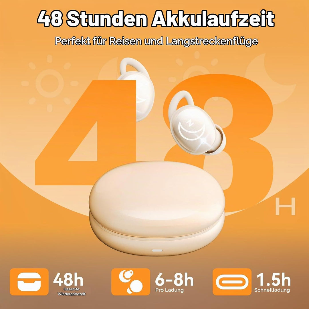 MONODEAL Schlafkopfhörer Schonendes ANC Schlafkopfhörer Seitenschläfer mit Bluetooth 5.4 Kopfhörer z