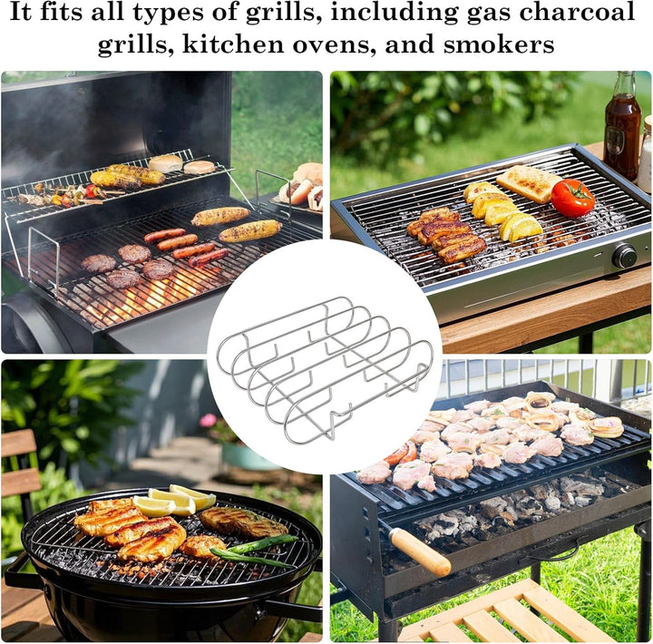 Spareribs Halter Grill, Edelstahl Rippchenhalter, BBQ Rib Rack mit Öl-Pinsel und Grillzange, Geeigne