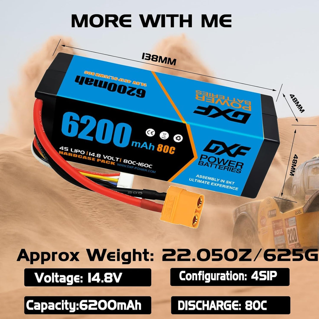 DXF 14,8 V 4S Lipo Akku 6200 mAh 80 Chardcase Hartschale Akku mit EC5-Anschluss für FPV Racing Drohn