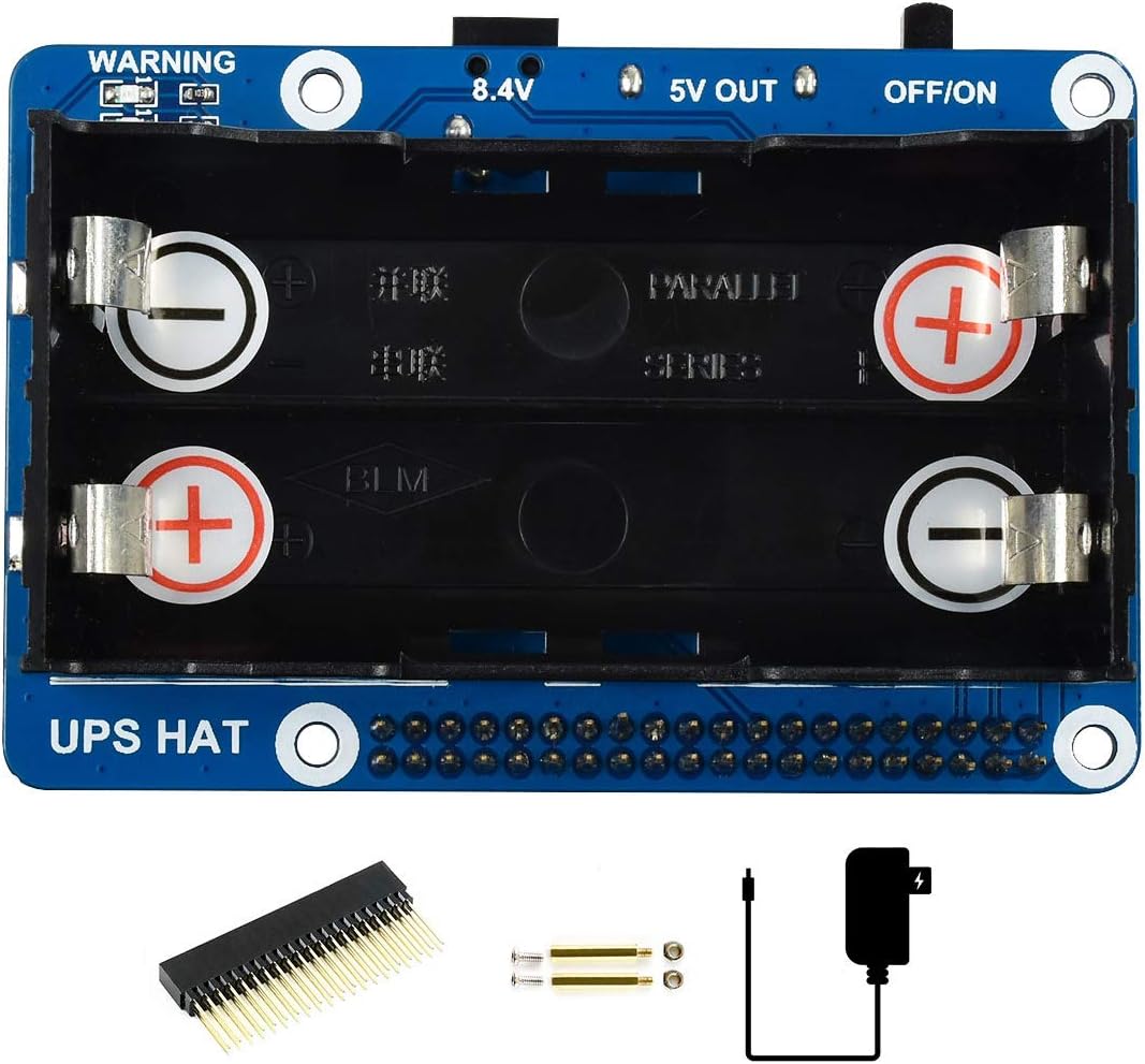 Waveshare UPS HAT for Raspberry Pi, 5V Uninterruptible Power Supply, Multi Batt Protection Circuits,