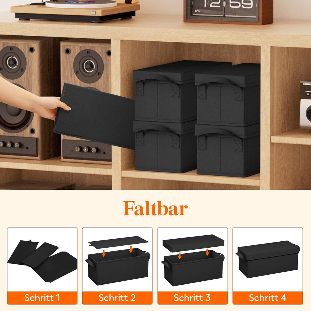 Lifewit CD Aufbewahrungsbox 6er Pack, stapelbarer CD Aufbewahrungsbehälter, faltbarer CD Behälter mi