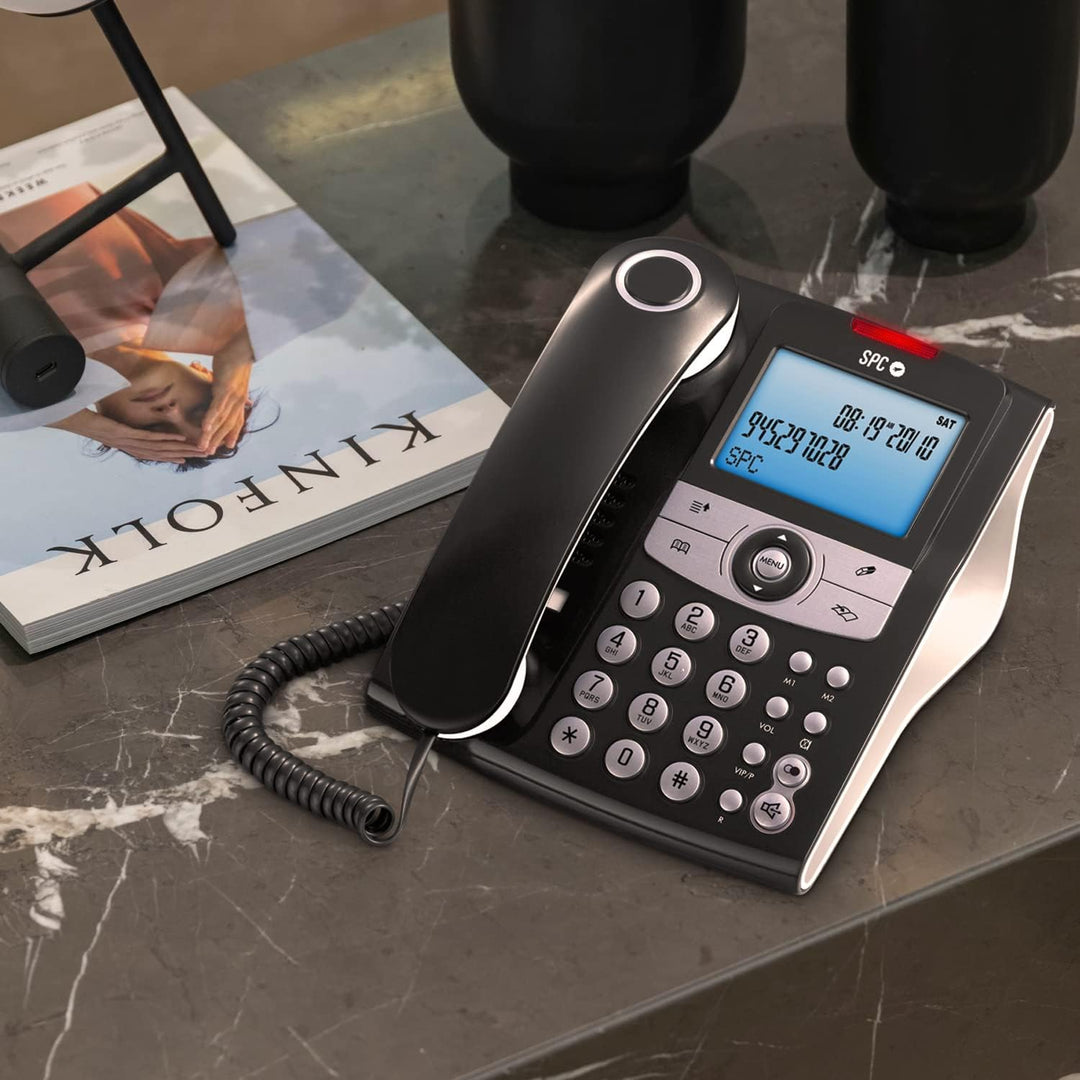 SPC Elegance ID – Festnetztelefon mit beleuchtetem Display, 2 Direktspeichern, Telefonbuch, Anrufer-