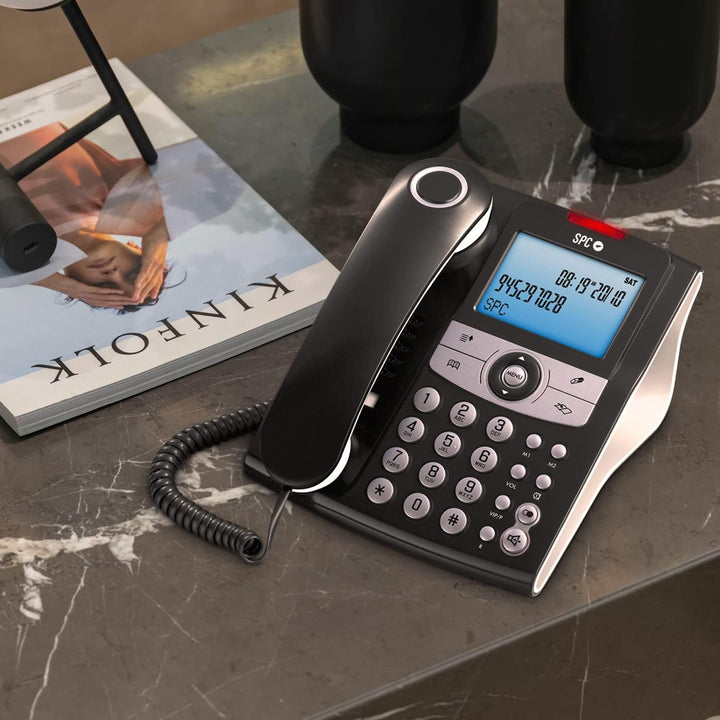 SPC Elegance ID – Festnetztelefon mit beleuchtetem Display, 2 Direktspeichern, Telefonbuch, Anrufer-