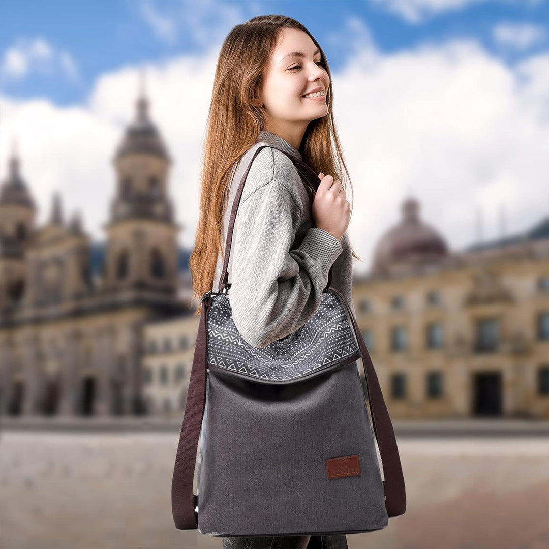 Travistar Damen Canvas Schultertasche Rucksack Gross Handtasche Vintage Damen umhängetasche Anti Die