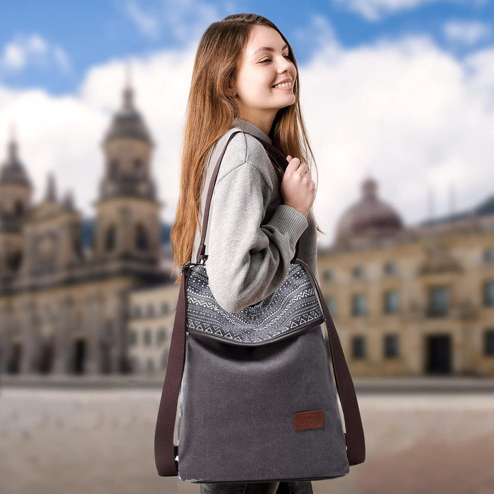 Travistar Damen Canvas Schultertasche Rucksack Gross Handtasche Vintage Damen umhängetasche Anti Die