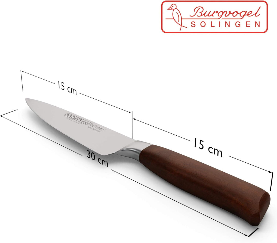 Burgvogel Solingen Natura Line, Kochmesser Holzgriff, rot satiniert, geschmiedet, 15 cm, sehr scharf