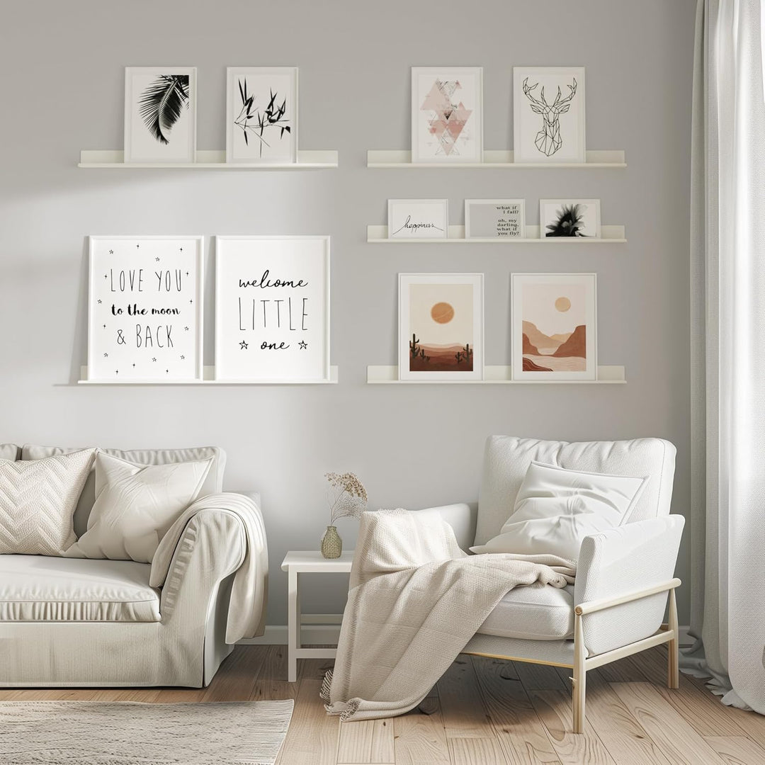 byde Ein schlankes Wandregal für Fotos, Bilder und Bücher. Modernes und minimalistisches Design. Her