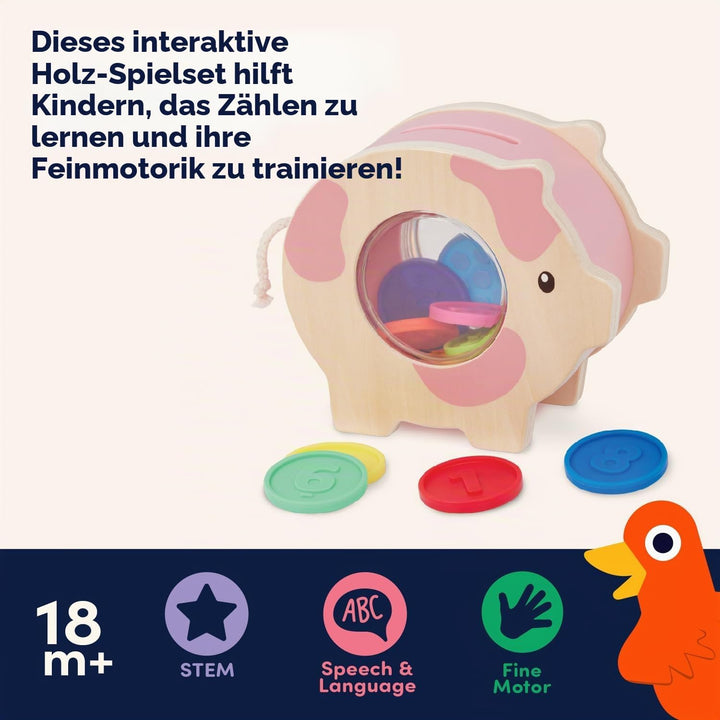 Battat Education - Save &amp; Count Sparschwein - Sparschwein für Kinder - Lernschwein Spielzeug - Entwi