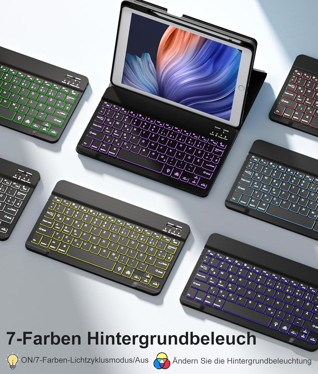 Vobafe Hülle mit Tastatur Kompatibel für iPad 9./ 8. /7. Generation 10.2 Zoll mit Stifthalter, Magne
