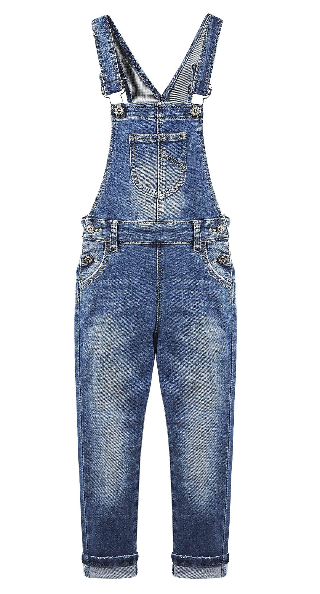 KIDSCOOL SPACE Mädchen-Denim-Latzhose,Little Big Kid Zerrissene Jeans-Arbeitskleidung 5-6 Jahre Tief