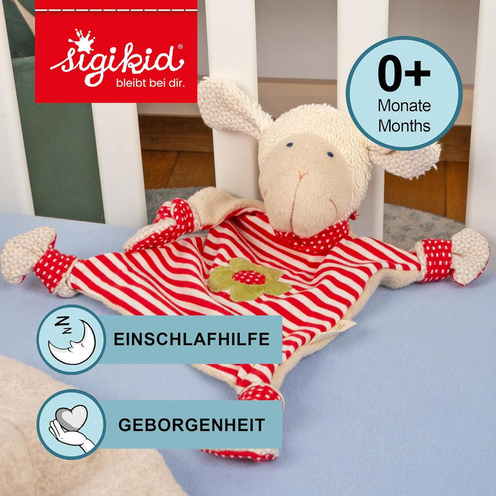 SIGIKID 40862 Schnuffeltuch Schaf Green Mädchen Babyspielzeug empfohlen ab Geburt rot Rot/Schaf, Rot