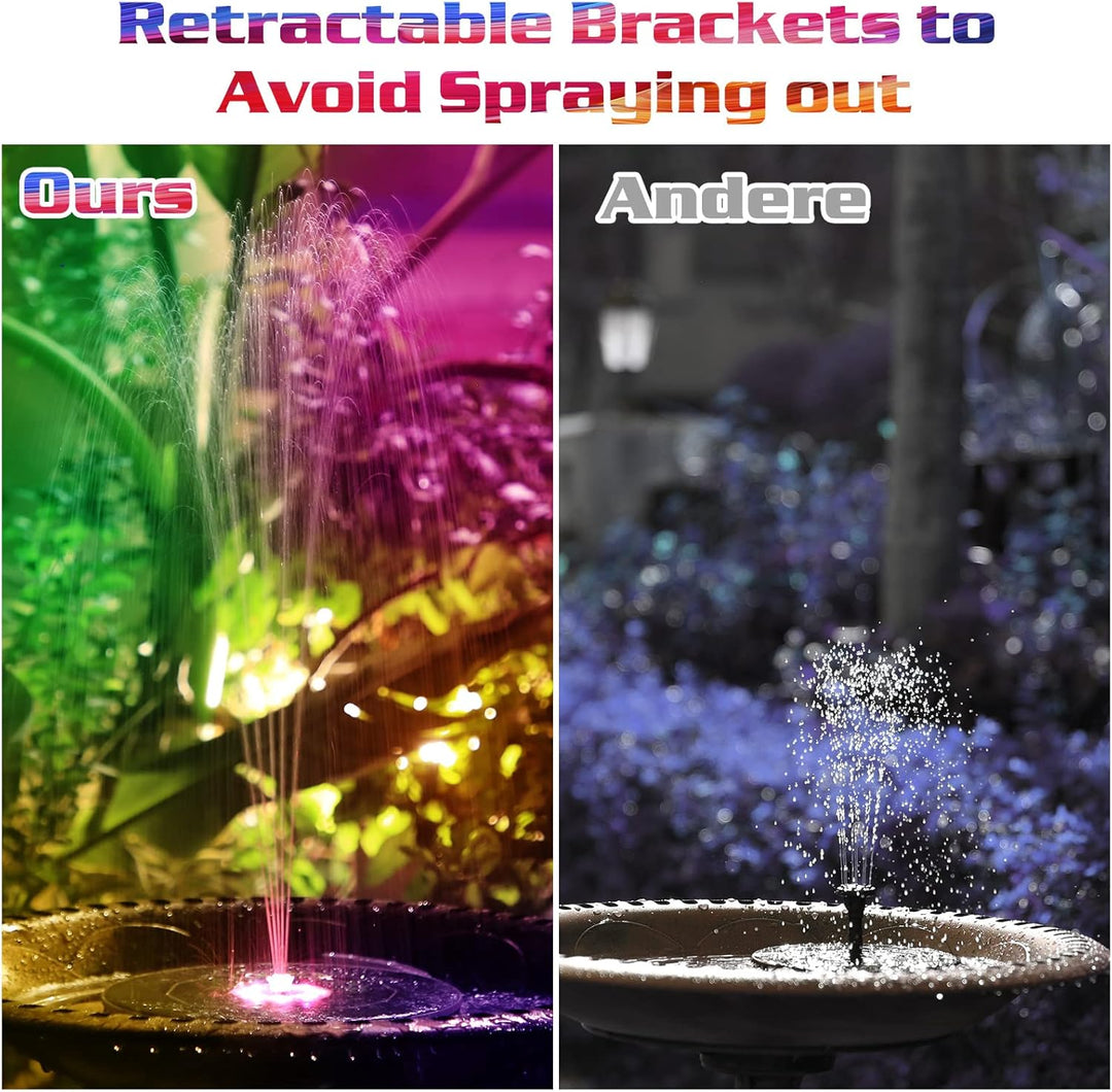 AISITIN 6,5W LED Solar Springbrunnen mit Verstellbare Stützstange Buntes Teichpumpe Solarbrunnen mit