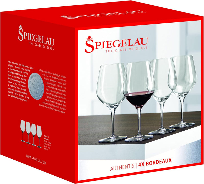 Spiegelau & Nachtmann Weinglas, Glas, Bordeauxglas, 4 Stück (1er Pack), 4 Bordeaux-Gläser, Bordeaux-