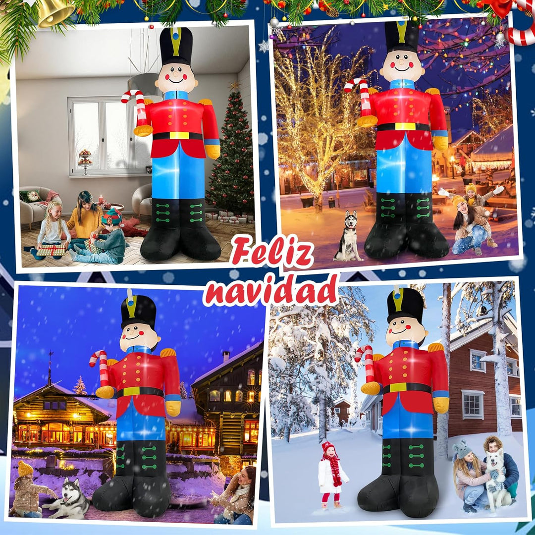 Danxilu 3,6m Aufblasbarer Nussknacker Soldat mit Zuckerstange Weihnachts Dekoration für Draussen Ein
