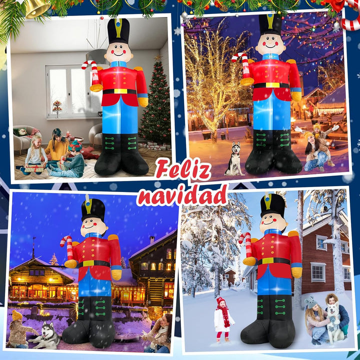 Danxilu 3,6m Aufblasbarer Nussknacker Soldat mit Zuckerstange Weihnachts Dekoration für Draussen Ein
