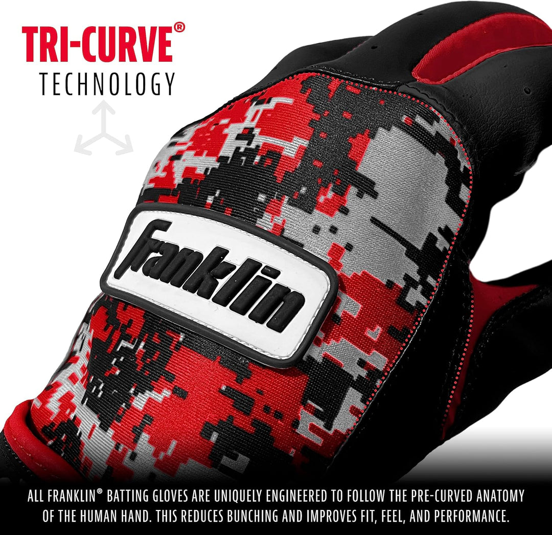 Franklin Sports MLB Digitek Baseball-Schlaghandschuhe Gray/Black/Red Digi Youth S, Gray/Black/Red Di