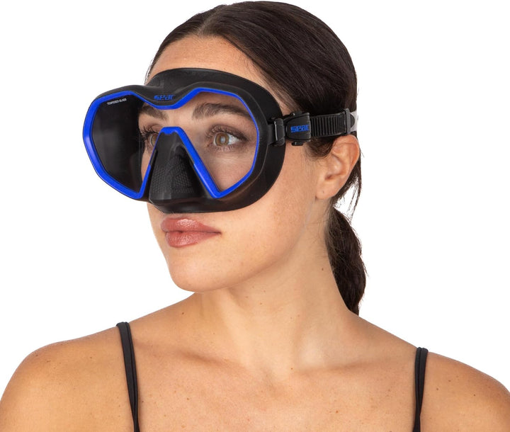 Seac Icona, rahmenlose Einglas-Tauchmaske, 100% Made in Italy schwarz/blau, schwarz/blau