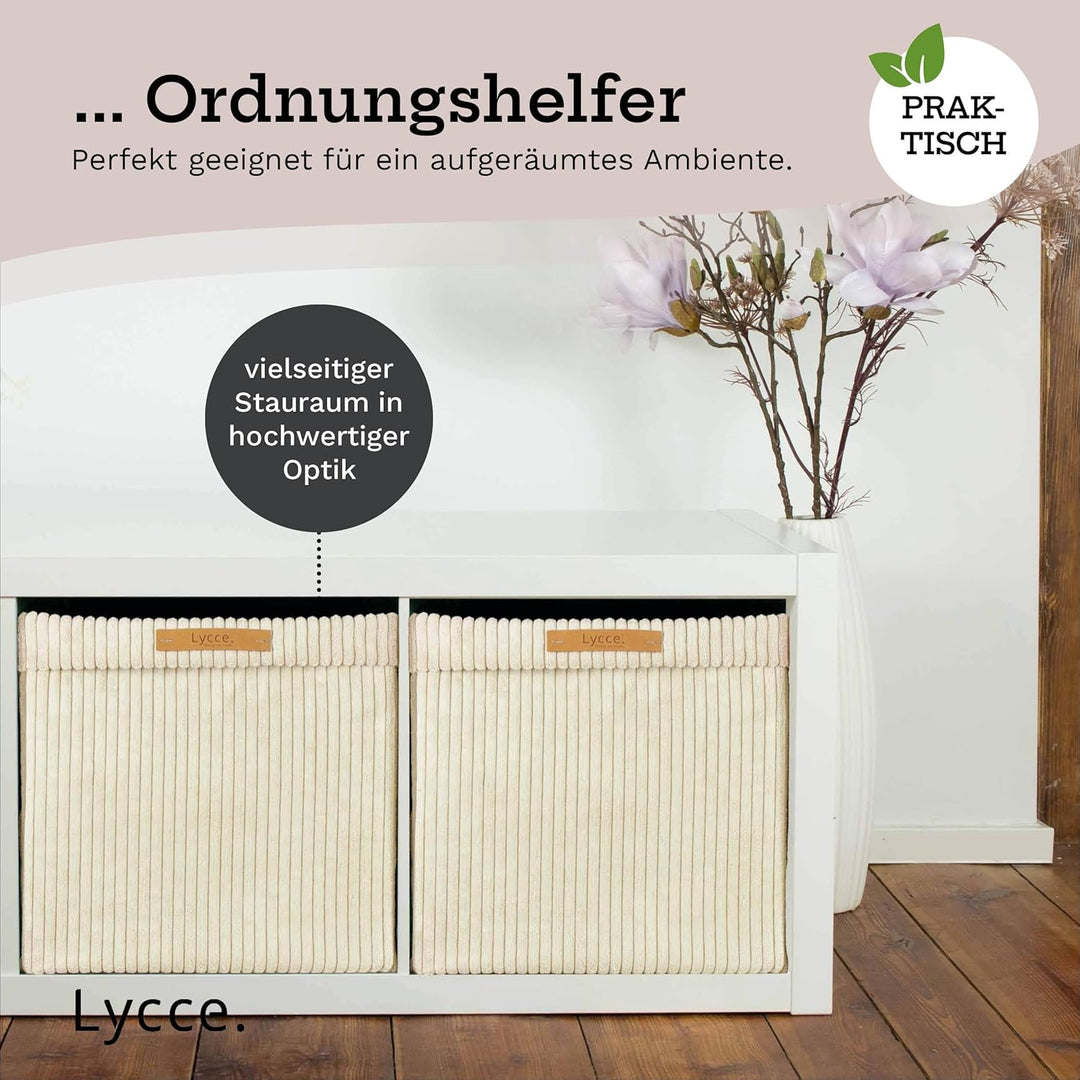 Kallax Box aus trendigem Cordstoff | Aufbewahrungskorb für Kallax Regal | Faltbox 33 x 33 x H31 cm m