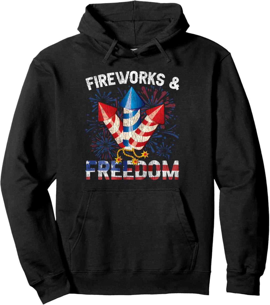 Feuerwerk und Freiheit Patriotisches 4. Juli-Feuerwerk Pullover Hoodie
