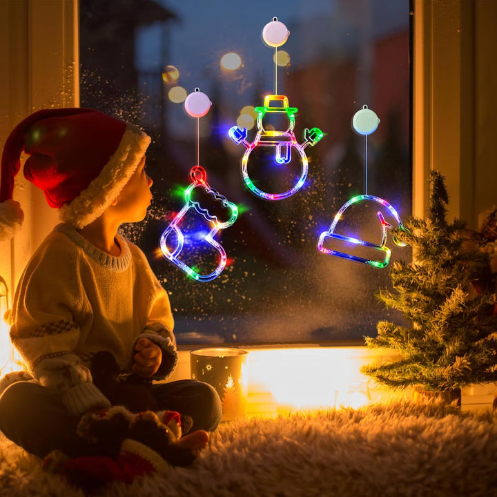 LOLStar Weihnachtsdeko, 3er-Pack Mehrfarbig Weihnachtsstrumpf, Schneemann, Weihnachtsmann Mütze Lich