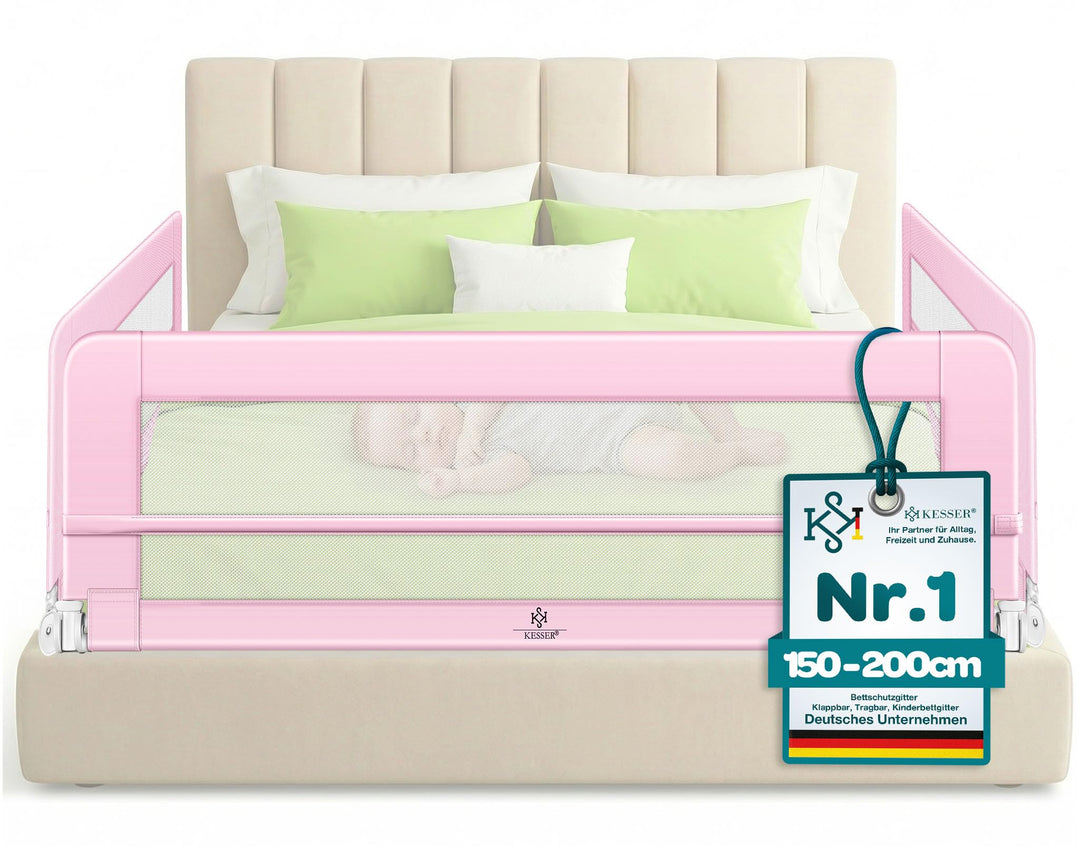 KESSER® Bettgitter 180 cm Bettschutzgitter Kinderbettgitter für Kinder Babybettgitter Klappbar, Trag