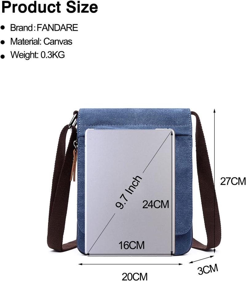 FANDARE Retro Umhängetasche Herren Segeltuch Arbeitstasche Damen Messenger Bag Schultertasche Herren