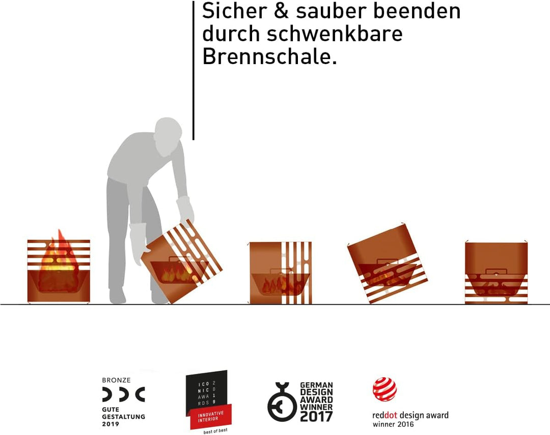 höfats - Cube Feuerkorb - Feuerschale, Grill, Hocker und Tisch - Feuerstelle für Garten und Terrasse