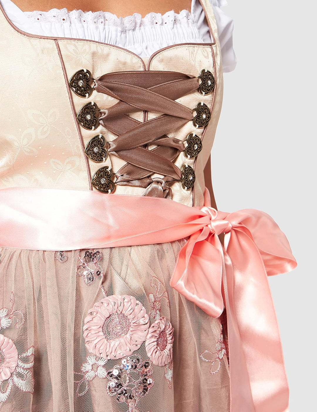 Fuchs Trachtenmoden Damen Kleid 40 Mehrfarbig (Champagner/Rose), 40 Mehrfarbig (Champagner/Rose)
