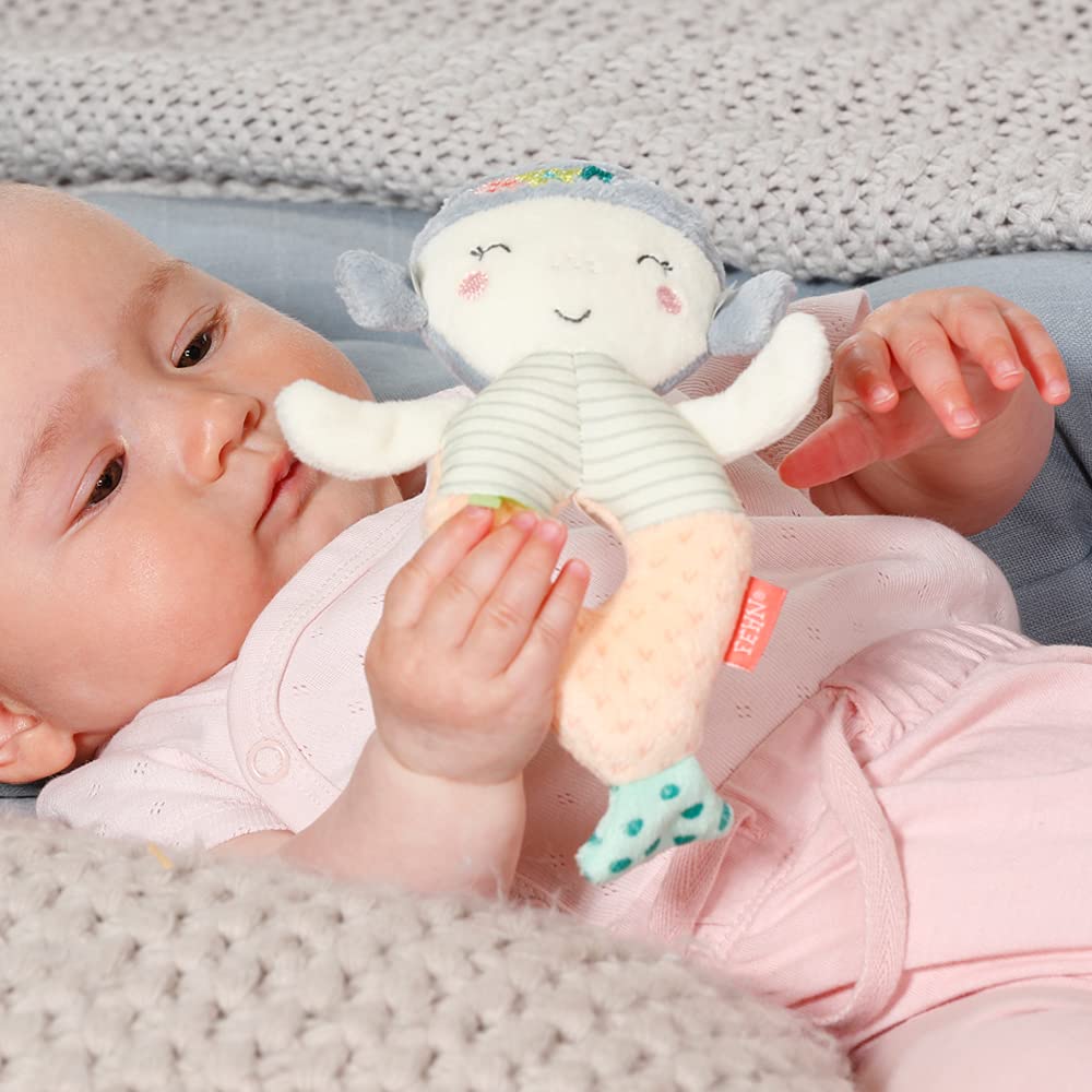 Fehn 054231 Ring-Greifling Meerjungfrau – Babyspielzeug mit Rassel für Babys und Kleinkinder ab 0+ M