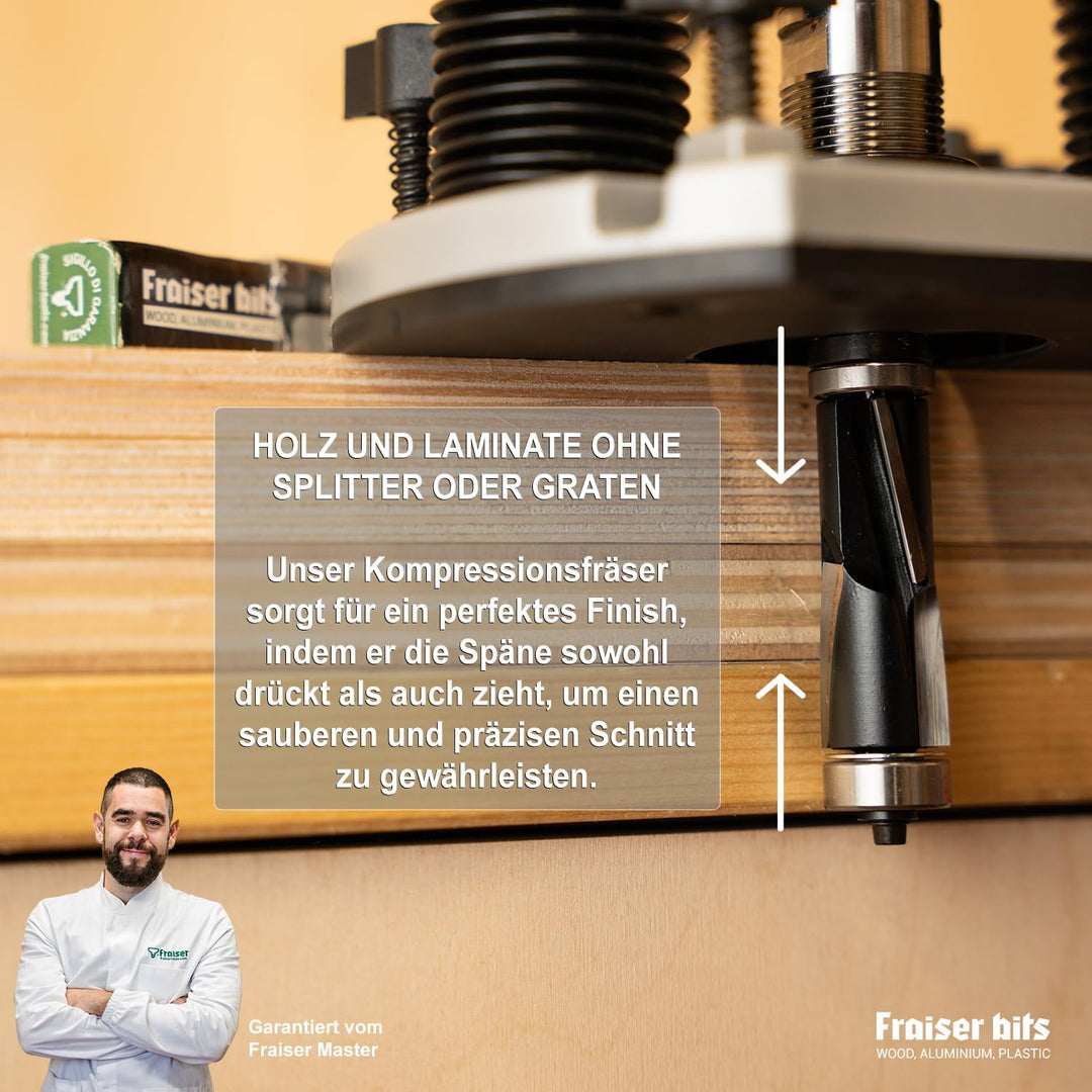 Fraiser® Bündigfräser besäumfräser mit 12 mm oberlager für holz, derivate - und laminatkanten für ha