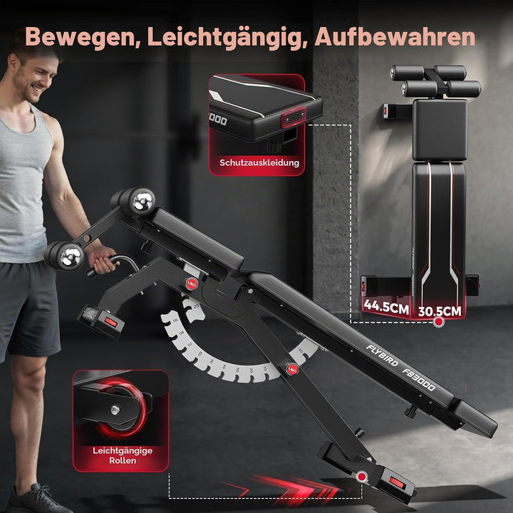 FLYBIRD Multifunktions-Hantelbank, Heimgym-Hochleistungstraining, klappbar &amp; einstellbar, 360~544kg