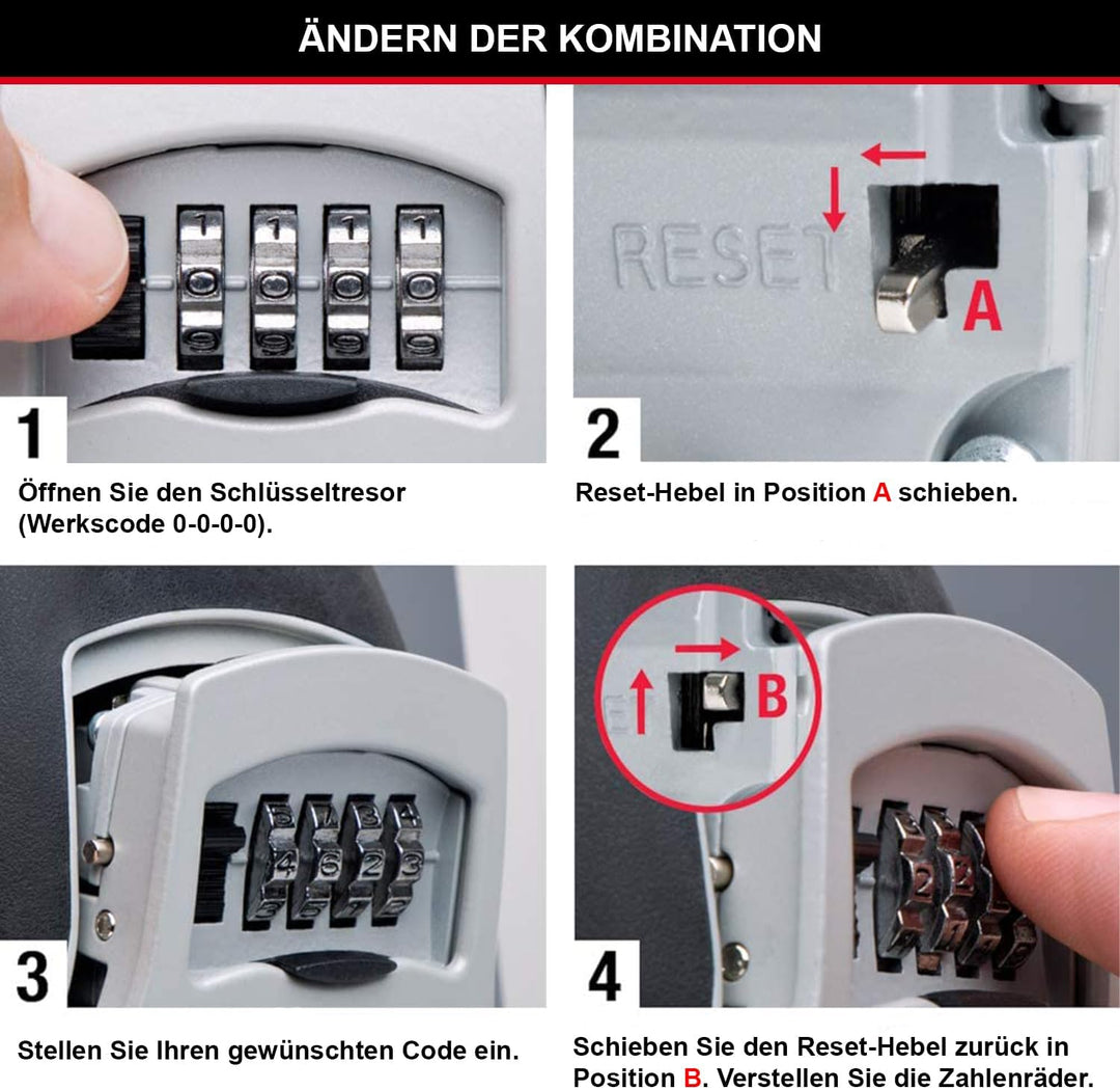 Master Lock Schlüsseltresor, Wandhalterung, Aussen, 11.9 x 8.5 x 3.6 cm, Schlüsselsafe Medium - Wand