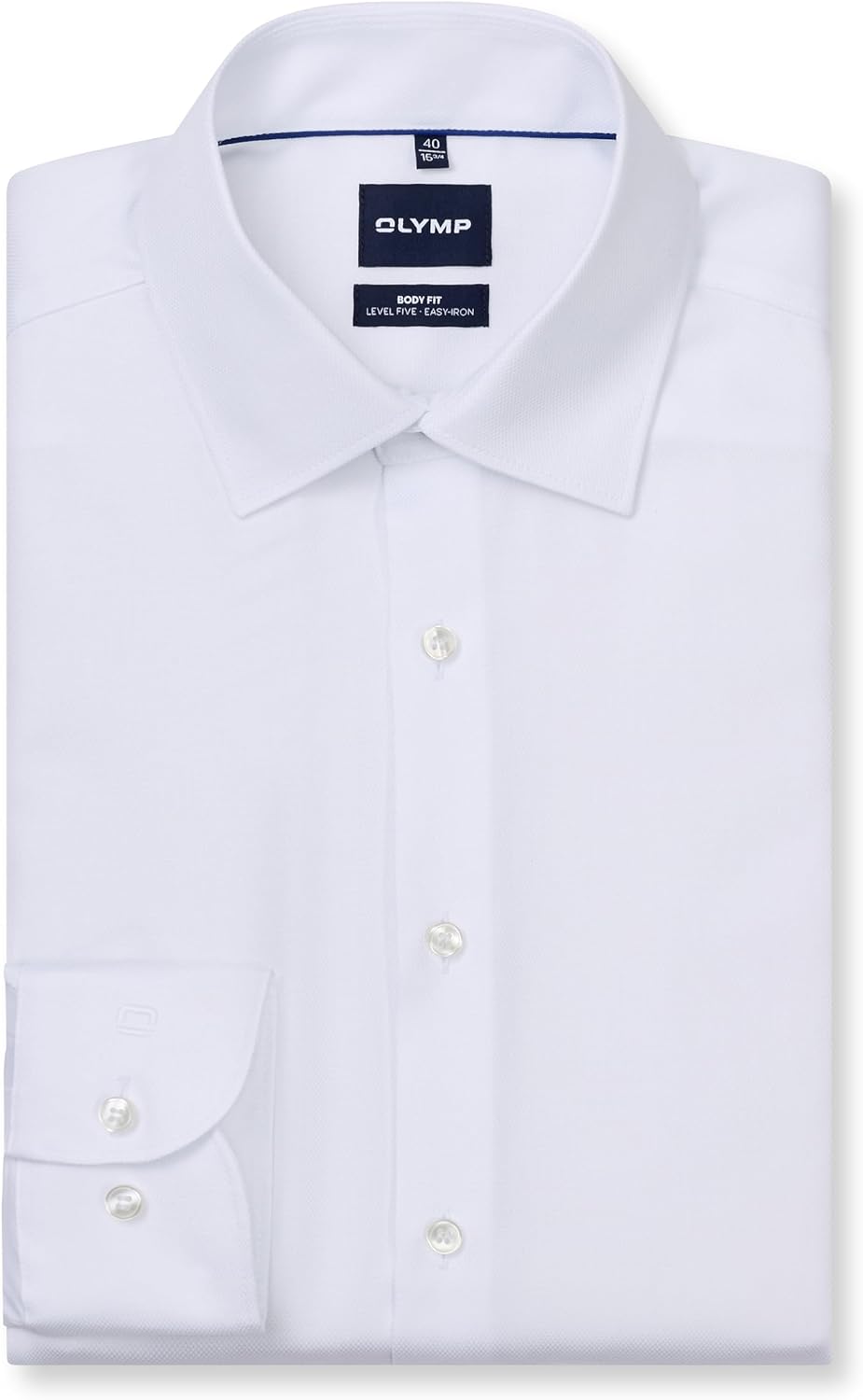 OLYMP Herren Businesshemd Langarm Level.Five.Body.fit,Einfarbig,Body fit,Under Button Down 37 Weiss