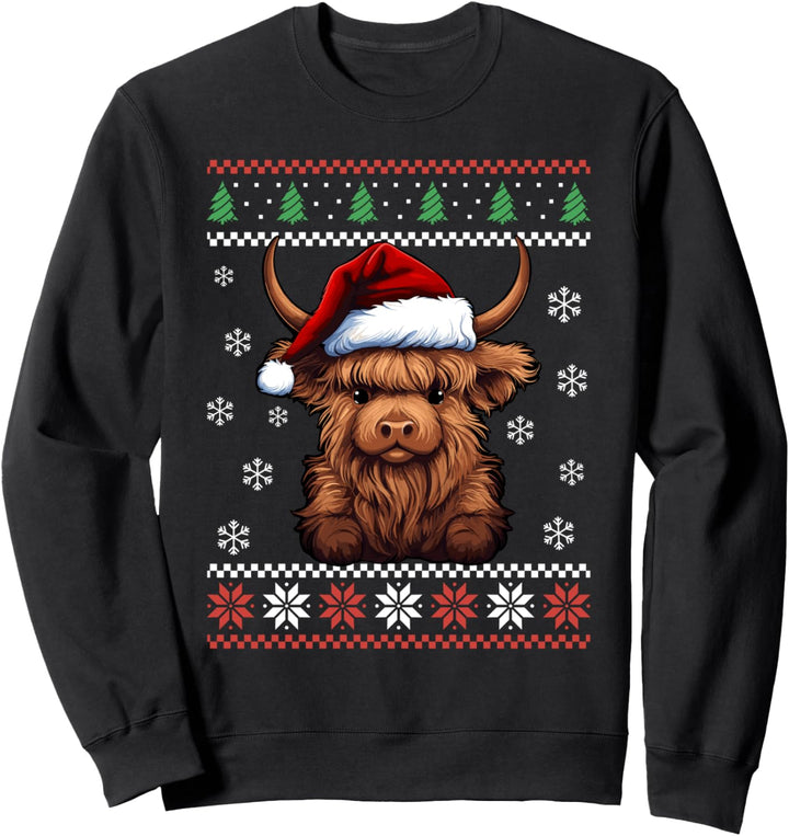 Highland Cow Ugly Christmas Sweater für Erwachsene und Kinder Sweatshirt