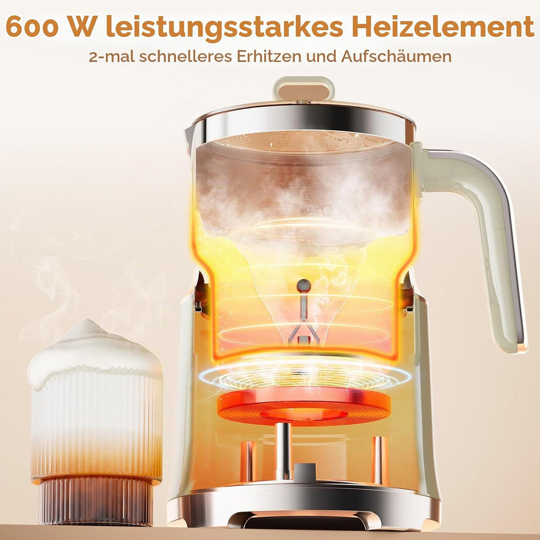 Biolomix Milchaufschäumer 7 in 1 Elektrischer Milchaufschäumer 600 W leistungsstarker Motor, 800 ml