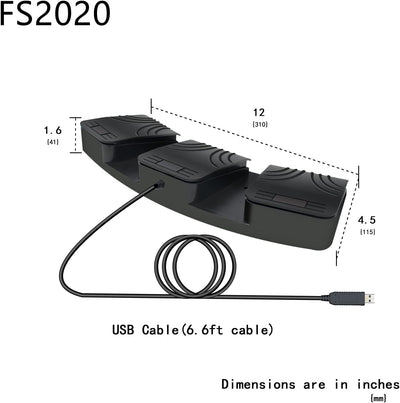 USB-Fusspedal, optische Schalter-Steuerung, USB, DREI Fussschalter für PC, Computer, Tastatur, Maus,