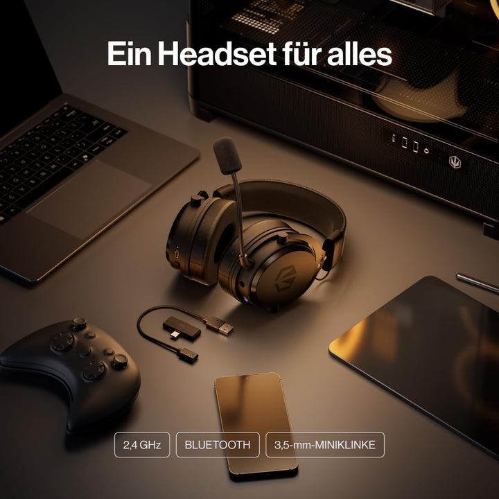 ENDORFY Viro Wireless Gaming-Headset 7.1, 240 Std., Schwarz, Schwarz