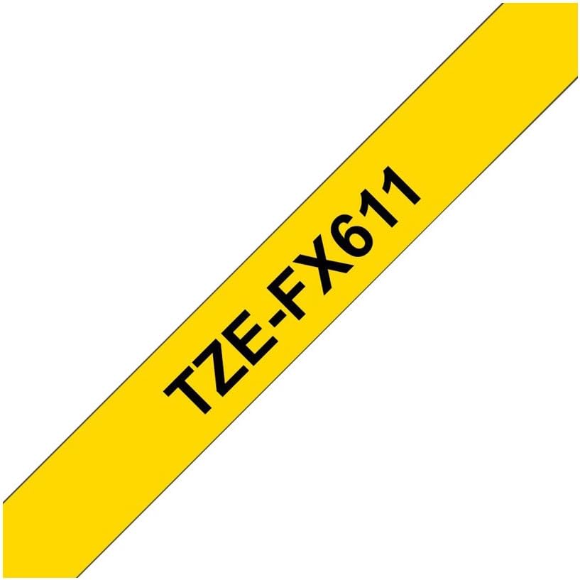 Brother Original P-touch Schriftband TZE-FX611 6 mm, schwarz auf gelb (u.a. für Brother P-touch PT-H