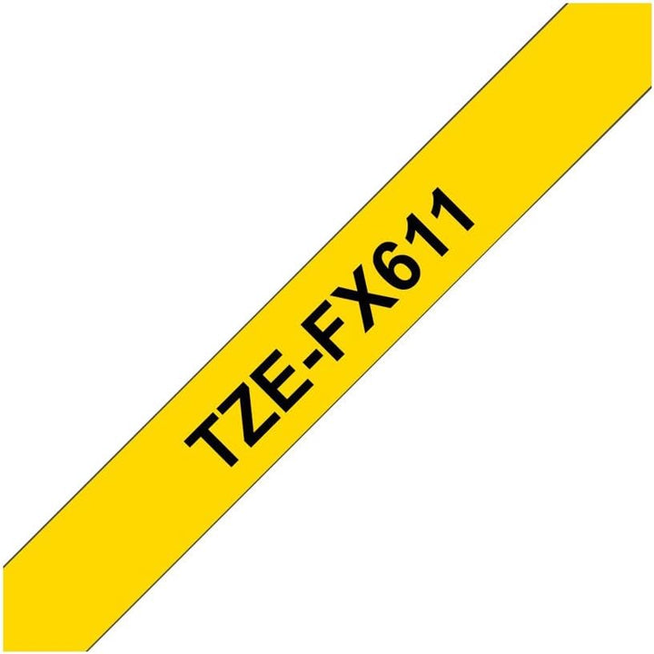 Brother Original P-touch Schriftband TZE-FX611 6 mm, schwarz auf gelb (u.a. für Brother P-touch PT-H