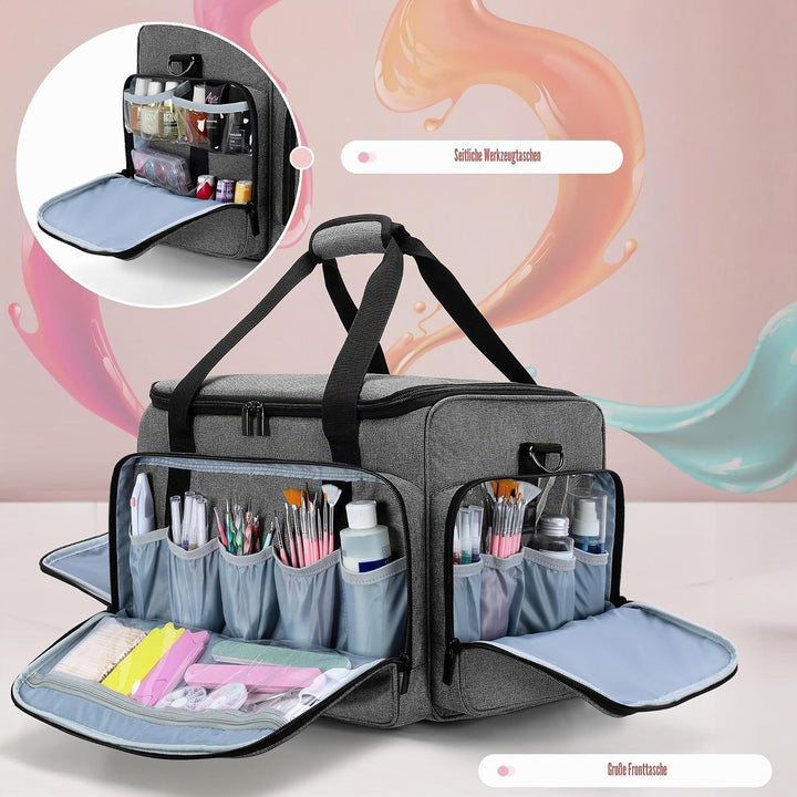 Luxja Kosmetik Trolley für 90 Flaschen Nagellack, Nagellack Koffer mit Rollen für Zubehör, Kosmetikk