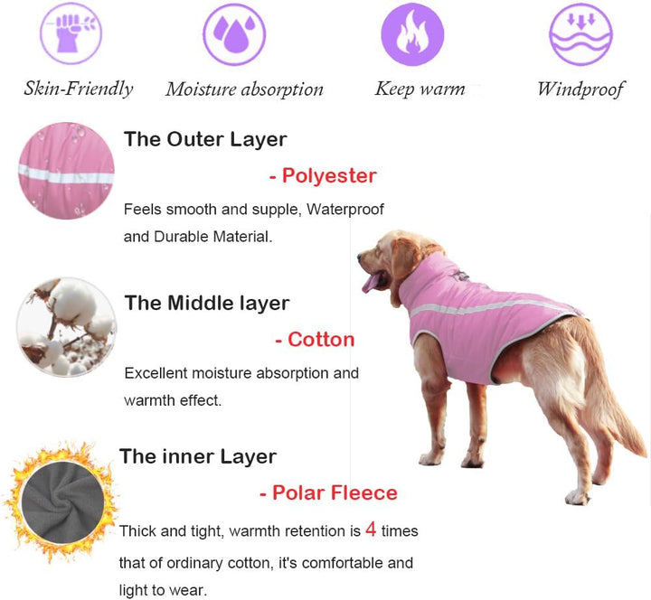 FEimaX Hundemantel Hundejacke wasserdichte Reflektierende Wintermantel mit Fleece Gefüttert Hund Wel