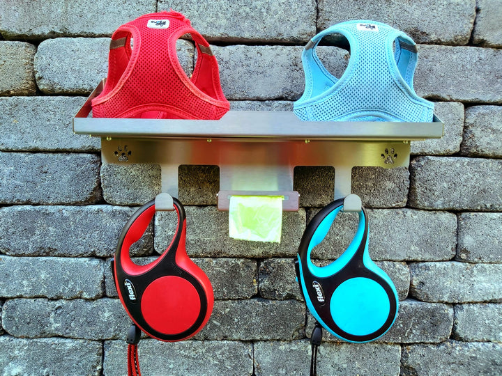 HL-Perfektion-in-Edelstahl Hundegarderobe mit Ablage für Hund Katze Leinenhalter Edelstahl Halsband