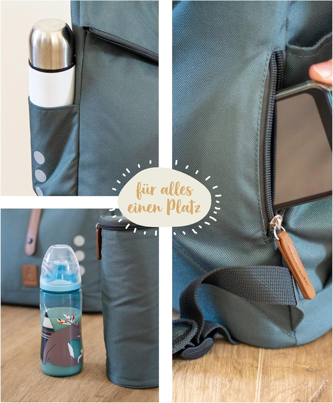 Ehrenkind® Wickeltasche Rucksack | Grosser Wickelrucksack mit Multifunktions-Babytaschen und mobiler
