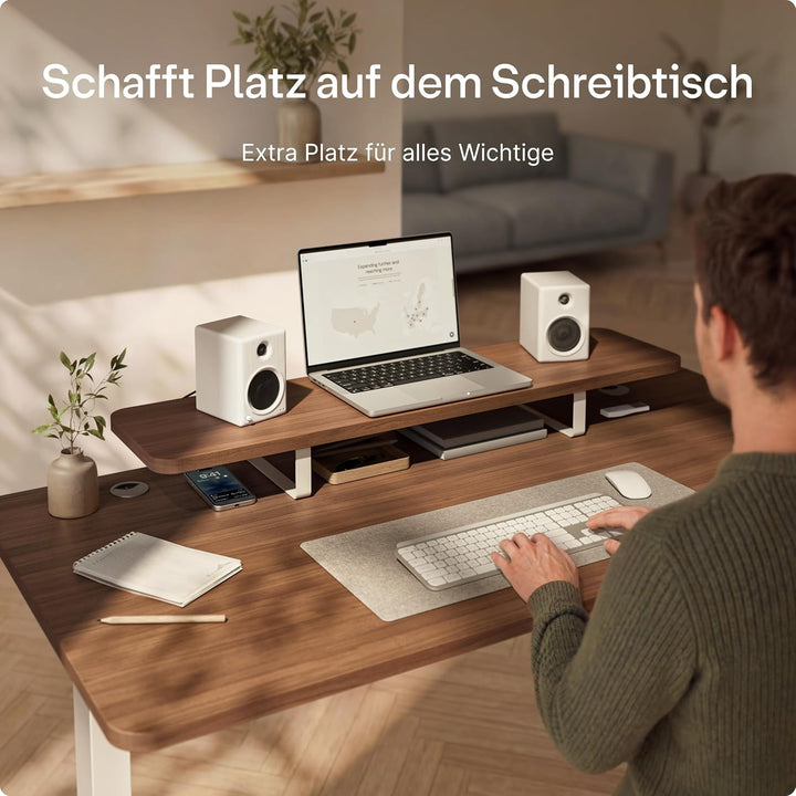 Desktronic Monitorstaender – Ergonomische Monitorerhoehung, 114 x 28 x 12,8 cm, 30 kg, 1-2 Monitore,